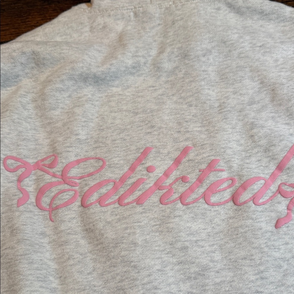 Edikted Gray Hoodie with Pink Ribbon size XS - Picture 9 of 11